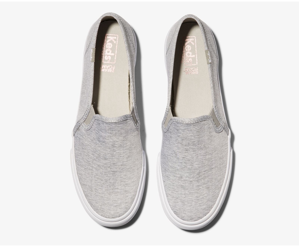 Slip On Γυναικεια - Keds Double Decker Heathered Woven - Γκρι - NKWPR7263